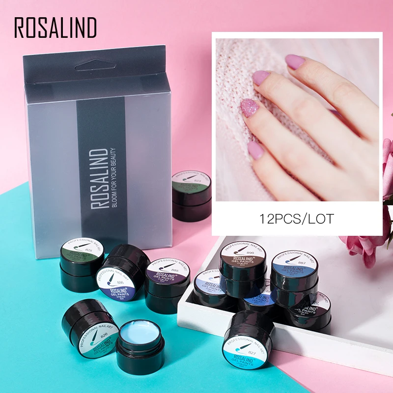 

ROSALIND Gel Nail Polish Set 12PCS/Set Painting Spider Shiny Gel Manicure Set Stamping acrylic Nail Kit Varnish All For Manicure