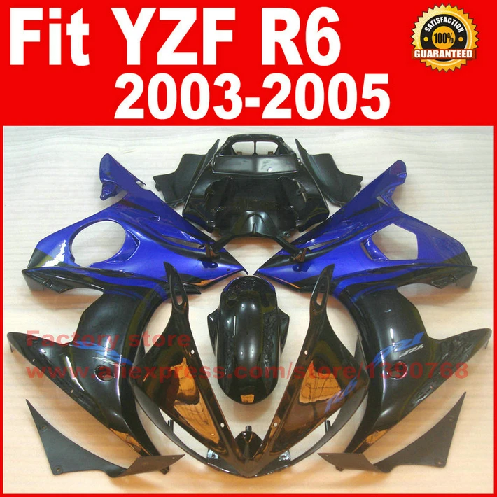MOTOMARTS синие Черные мотоциклетные части для YAMAHA R6 комплект обтекателей 2003 2004 2005 03 04