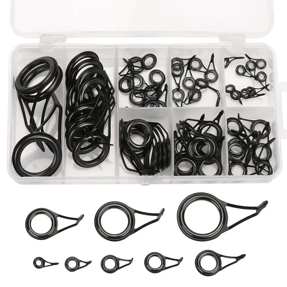 

80pcs Various Sizes Fishing Rod Guide Tip Fishing Line Spinning Guide Eyes Rings Tip Top Repair Kit Set carretilha vara de pesca