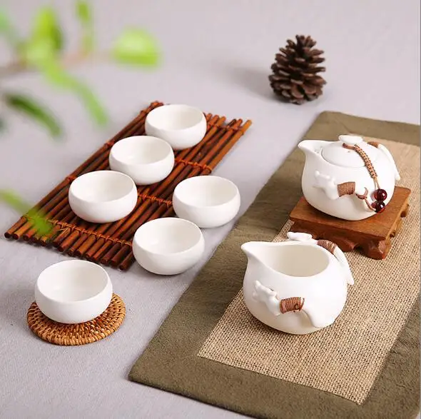 Изысканный подарок, настоящий тайваньский керамический чайный сервиз, 6 шт., чайный сервиз Binglie, чай кунг-фу, включая 1 чайный горшок+ 1 чайное море+ 6 чашек