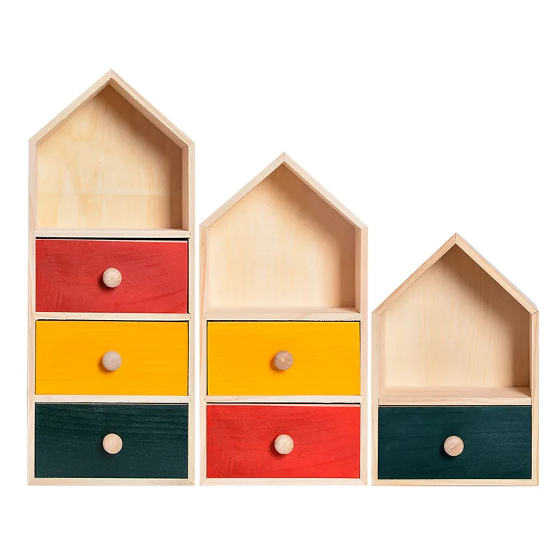 Скандинавские деревянные коробки для хранения в форме дома, креативные Многофункциональные Настольные Ящики для мелочей, сделай сам, для детской спальни, декоративные ящики, организация