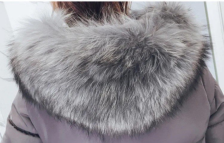 Women Winter Parkas White Coat Jackets Long Padded Jackets Hooded Big Fur Collar Parka 2018 Adjustable Waist Long Winter Coat Women AS051 (42)