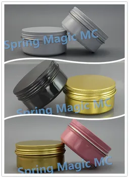 

80g White Gold Black Metal Aluminum Cream Jar With screw cap Cosmetic Jars,Hair wax/Mask Case Eye Cream Jars,cosmetic packaging