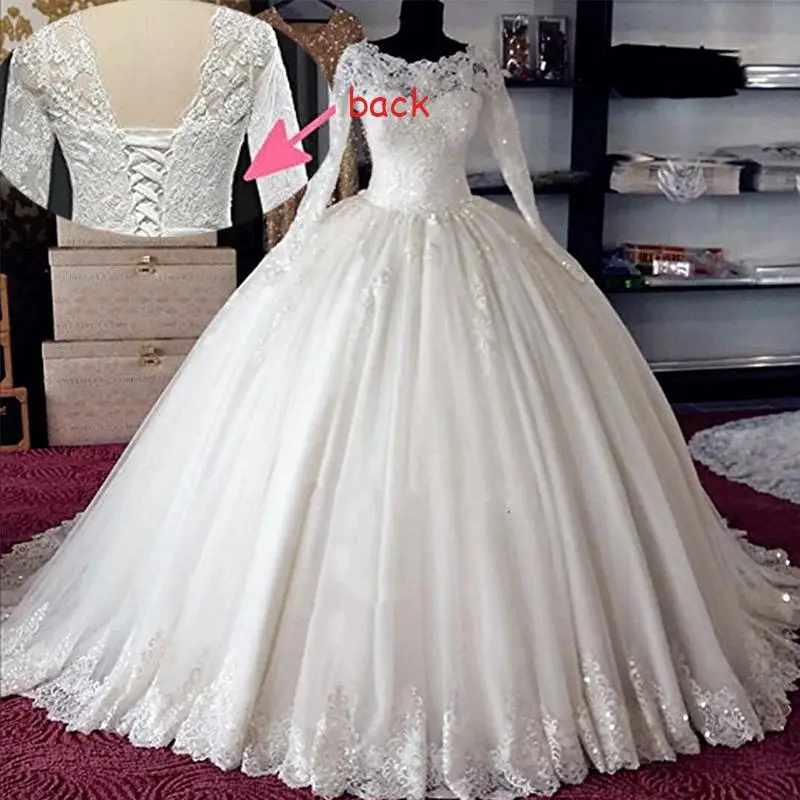 Vestido de noiva, свадебное платье с длинным рукавом, кружевное, на заказ, белое, цвета слоновой кости, свадебное платье с бусинами, свадебное платье