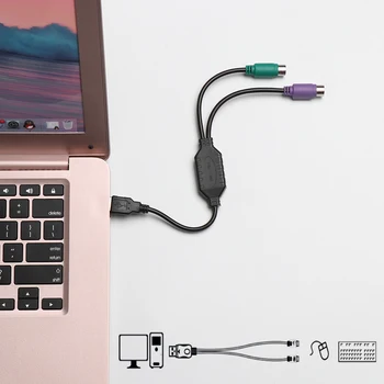 

1PC Premium USB to PS2 Adapter Cable Round Head Mouse Keyboard Interface Converter Plug Safety Interface