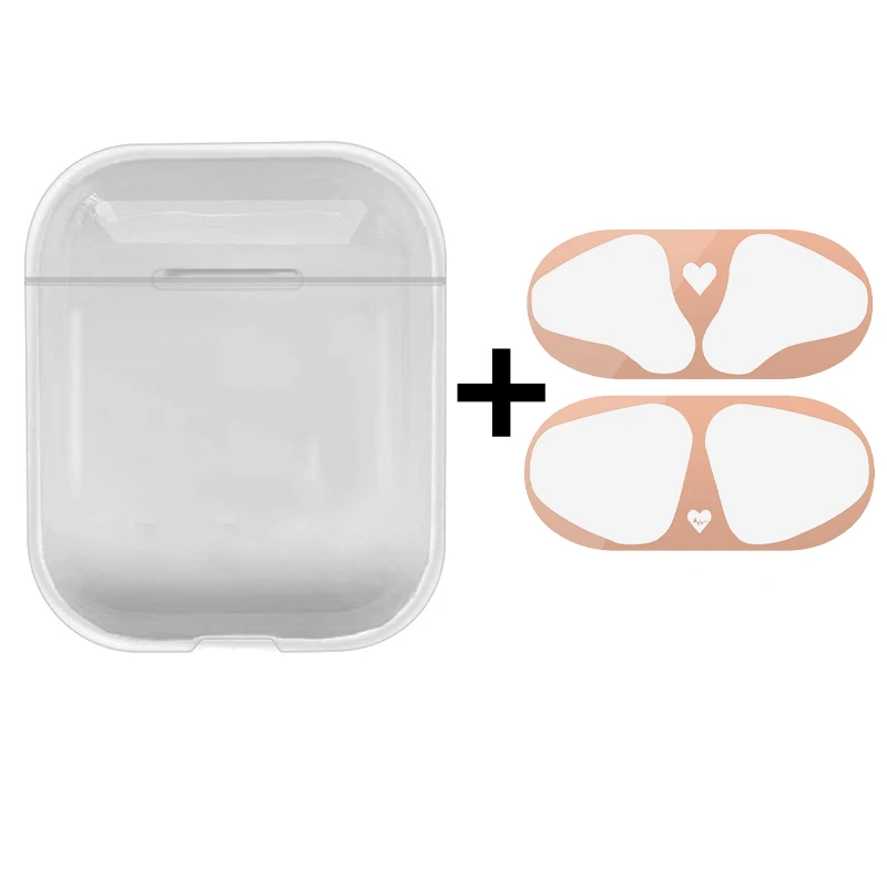 

Dust Proof Sticker With Clear Case For Apple Airpods Airpod Case Transparent PC Cover For Airpods 2 1 Charging Box Housing