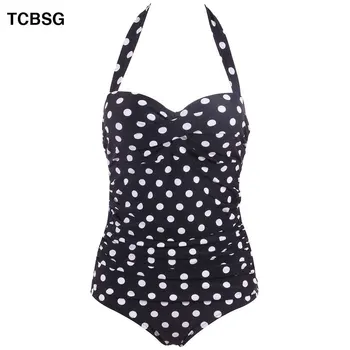 

TCBSG 2019 New Sexy One Piece Swimsuit Plus Size Swimwear Women Bodysuit Bathing Suit Beachwear Retro Vintage Print Swimsuit