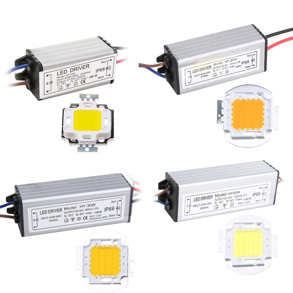 

High Power COB LED lamp Beads Chips Bulb with LED Driver For DIY Floodlight Spot Light Real Full Watt 10W 20W 30W 50W