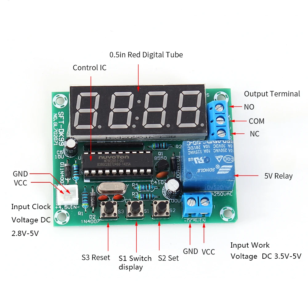 4Bit 0.5in DC 3,5 V-5 V светодиодный модуль электронных часов 24 часа таймер 51 одночиповый микрокомпьютер цикл таймер переключатель