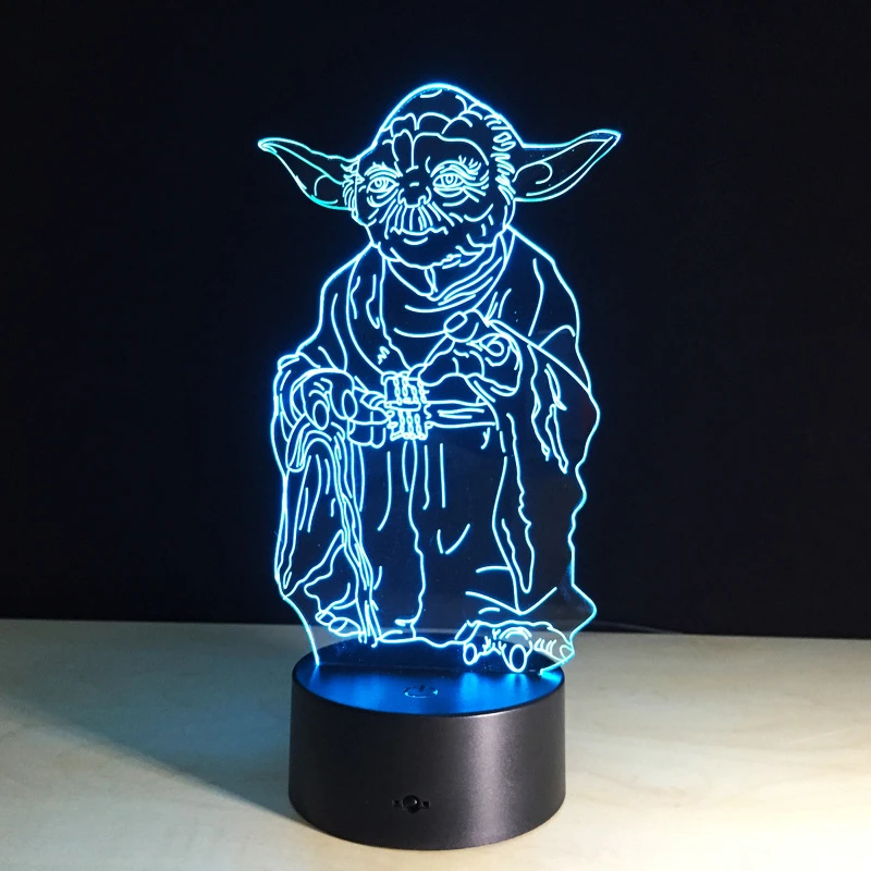  3D Star Wars Master Yoda Night Lights LED USB Table Lamp Visual lights 7 Colors Changing Desk Lamp 