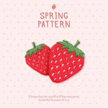 

AHYONNIEX 1PC Strawberry embroidery hot cloth stickers DIY applique iron on parch for clothes bags application for dress