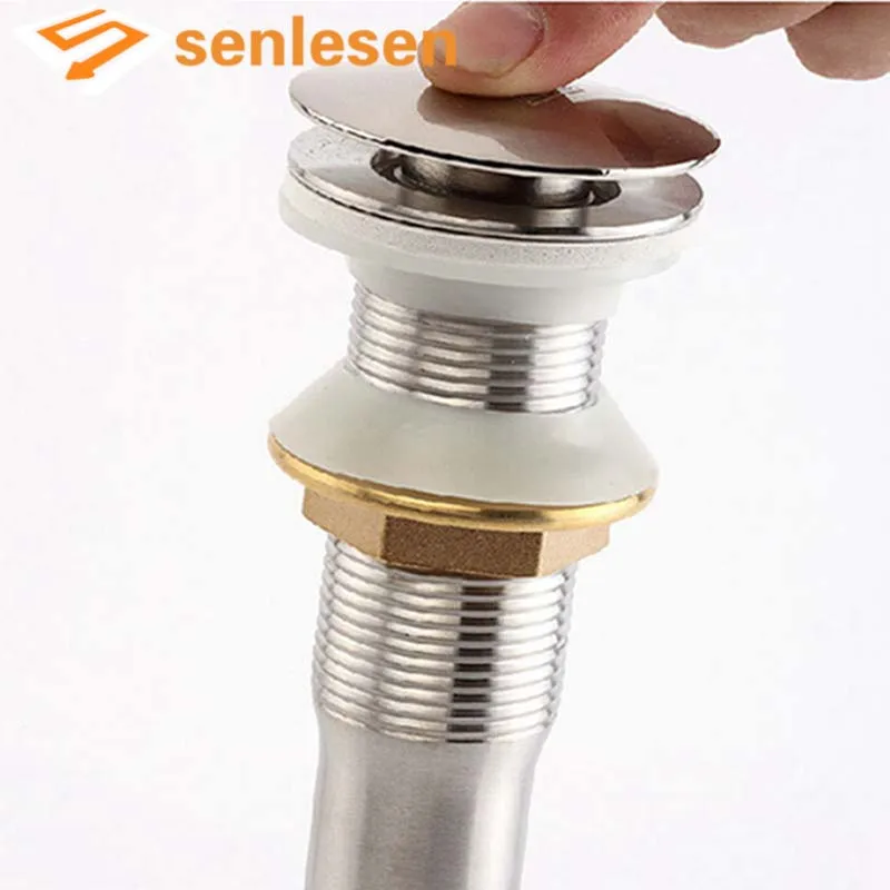 

Wholesale And Retail NEW Brushed Nickel Bathroom Basin Faucet Sink Pop Up Drain Without Overflow