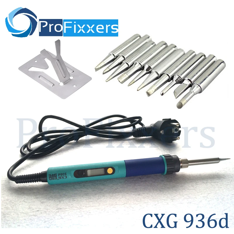 EU plug 936d Digital LCD Adjustable temperature Electric Soldering iron Electric soldering handle 220V 60W +10 Pcs tips + holder