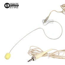 5 шт. цвет кожи один ушной крючок гарнитура микрофон 3,5 мм винт замок стерео разъем конденсаторный микрофон для беспроводной нательный передатчик