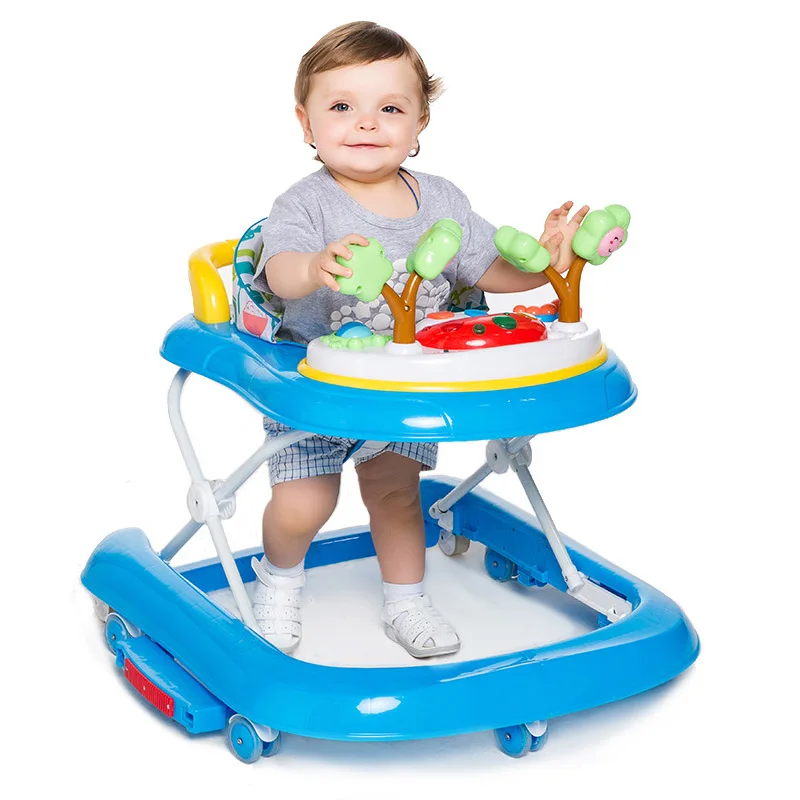 Baby Walker Adjustable Baby Walkers for Baby with Easy Clean Tray Toy Plate Anti-Rollover Folding Walker for Boys and Girls 6-18 Months Toddler Baby Evolutions 