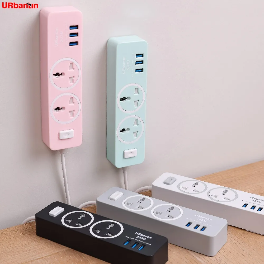 

Power Strip Socket Portable Strip Plug Adapter with 3 USB Port Multifunctional Smart Home Electronics Universal socket EU UK AU