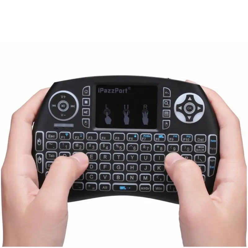 IPazzport Франция Руссо Teclado 3 ядра задний светильник Sem Fio Mini Mouse Para Android TV Box/Smart Framboesa