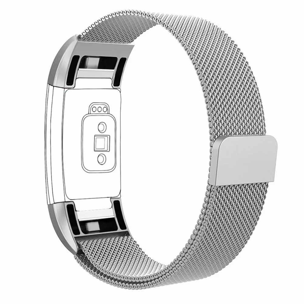 Для fitbit заряд 2 полосы, milanese Loop Нержавеющая сталь Браслет Смарт часы ремешок с уникальным магнит замок для FitBit Charge 2