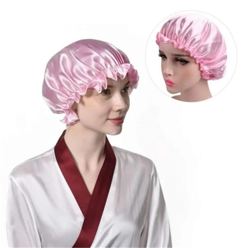 Silk Satin Night Sleep Cap Hair Care Beauty Bonnet Hat Head Cover Elastic Band