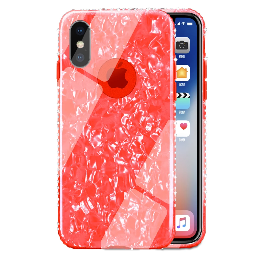 Fashion Conch Shell For iPhone 7 8plus Case Shockproof Soft Bumper Glitter Bling Back Cover Case for iPhone X with Rhinestone (6)