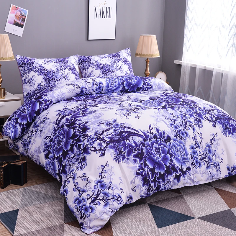 

ZEIMON Flowers Decorations Bedding Set For Home Soft Comfortable Duvet Cover Pillowcase Plant 2/3pcs Family Set Room Decor