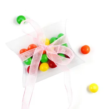 

Vintage Kraft Paper/Clear PVC Pillow Boxes Wedding Favor Baby Shower Candy Gift Box cheap souvenir lembrancinhas de casamento