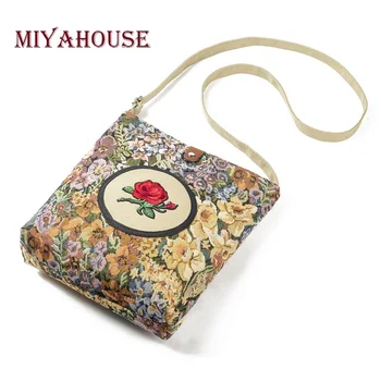 

Miyahouse Fashion Imitate Embroidery Female Shoulder Bag Vintage Rose Ladies Crossbody Bag Floral Design Women Messenger Bag