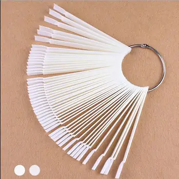 

50Pcs/Lot False Display Nail Art Clear Fan Wheel Polish Practice Tip Sticks Nail Art for Women Lady White/Transparent