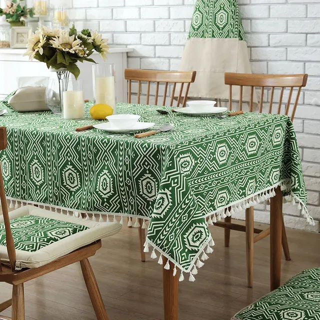 Sunnyrain 1 Piece Cotton Indian Pattern Table Cloth Rectangle Sunnyrain 1 Piece Cotton Indian Pattern Table Cloth Rectangle Tablecloth For Dining Thick Cover