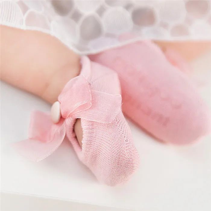 Милые детские носки принцессы для новорожденных, носки для малышей, 3 пар/лот, детские носки с бантом для девочек, хлопковые однотонные носки для детей 0-36 месяцев