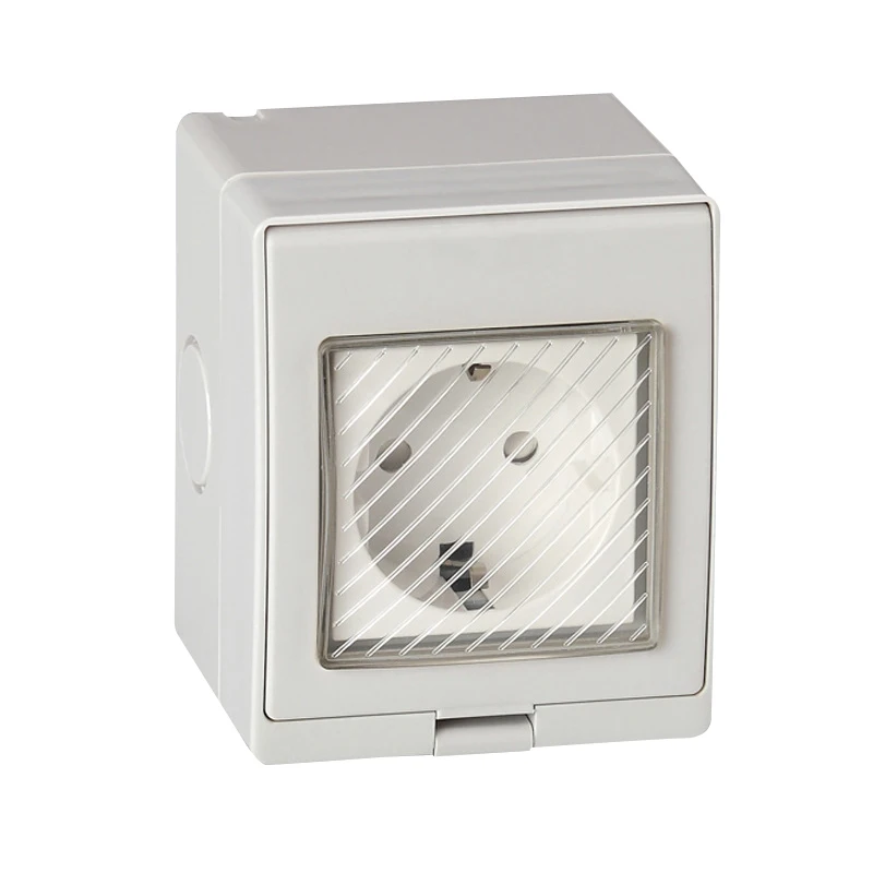 

16A EU standard Wall Power Socket Waterproof Socket Germany Cable Outlet with cover use for kitchen shower room