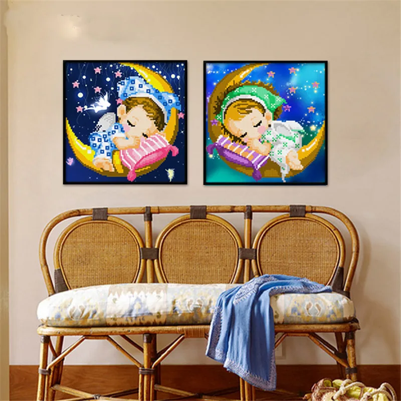 

DIY Diamond Embroidery, Cartoon Diamond Painting, Moom Baby Boy and Girl,Diamond Mosaic,Kids Room Decoration, Gifts