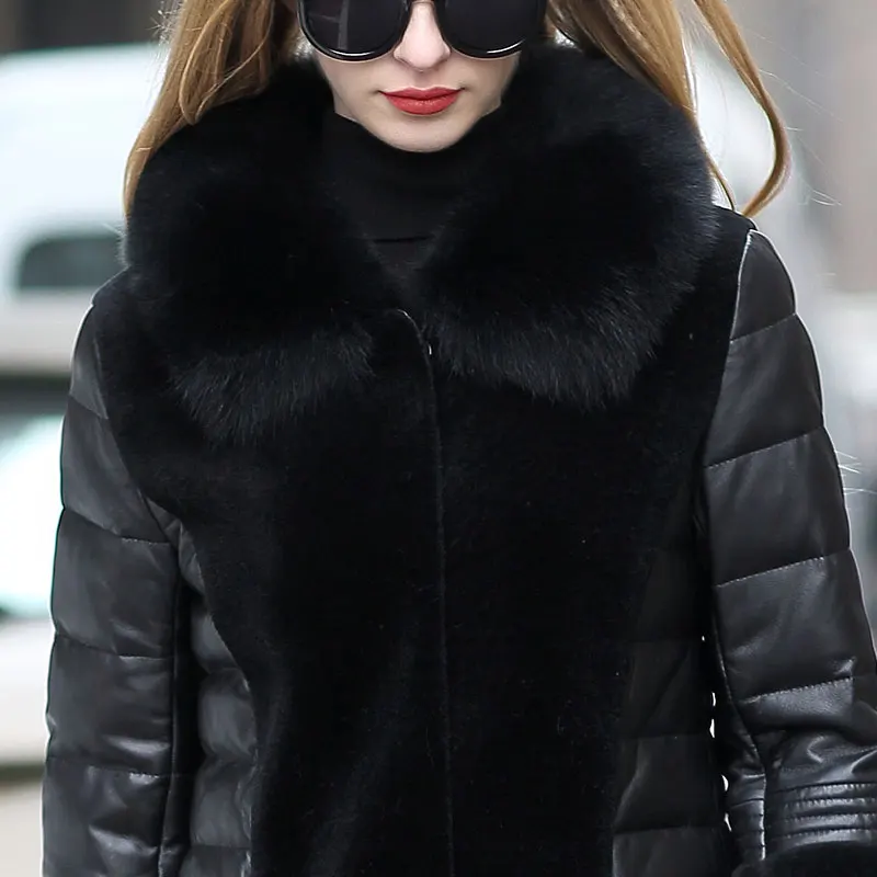 Noir Manteau Naturel Ayunsue Réel De Renard En Taille Femmes Femme Laine Véritable Grande Fourrure Wyq1707 2018 bourgogne Doudoune Col Hiver Chaud Cuir 5xl ZZxPpw1q