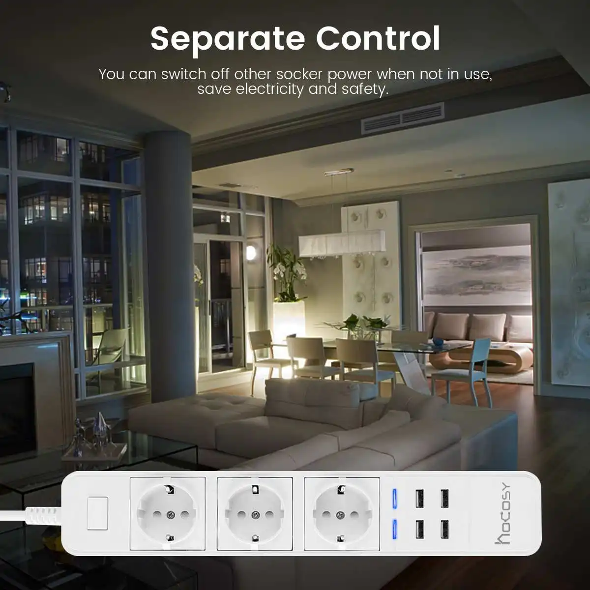 LEORY Hocosy wifi Smart Multi-socket 3 порта 4 USB Голосовая розетка Alexa мобильное приложение пульт дистанционного управления Переключатель синхронизации розетка с выключателем