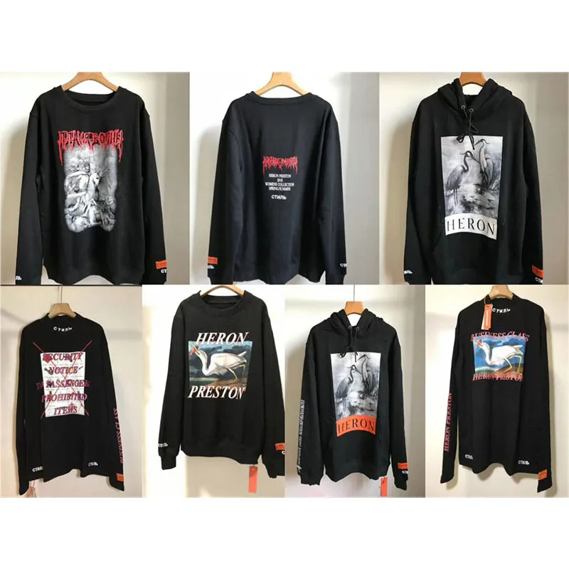 

2018 New Heron Preston Sweatshirts Men Women Hip Hop Skeleton Skull Heron Preston Hoodie CTNNB Embroidery Heron Preston Pullover
