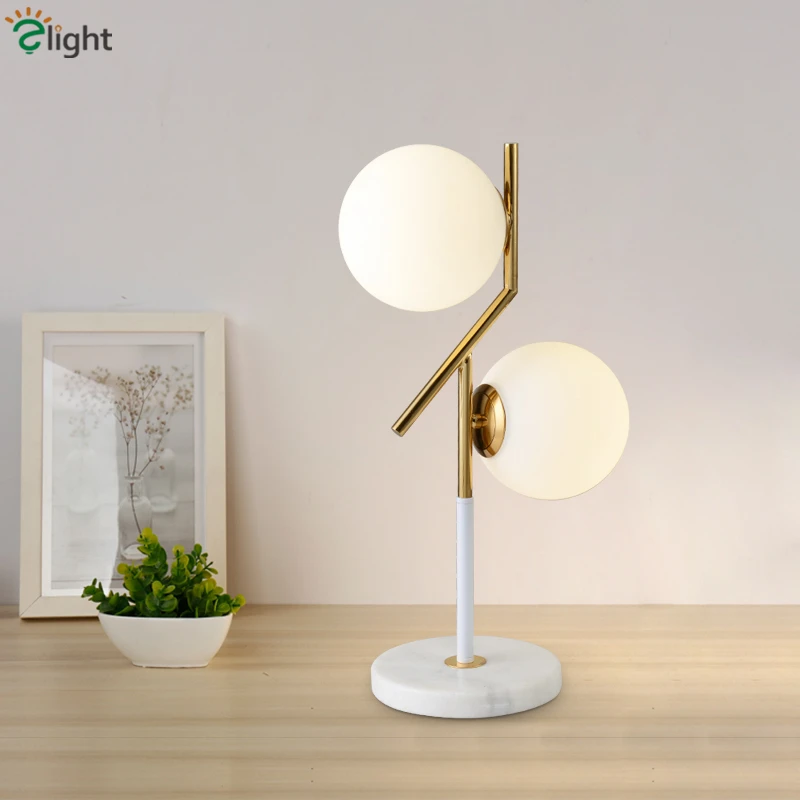

Modern Plate Gold 2 Light Led Table Lamp Minimalism Frosted Reading Lamp Mable Table Light for Study Room Bedside Lamps