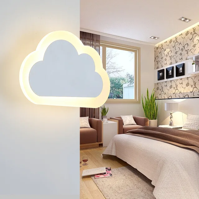 Simple Modern Bedroom Bedside Led Wall Lamp Creative Aisle Simple Modern Bedroom Bedside Led Wall Lamp Creative Aisle Children Room Cloud Acrylic Coffee Light Free Shipping