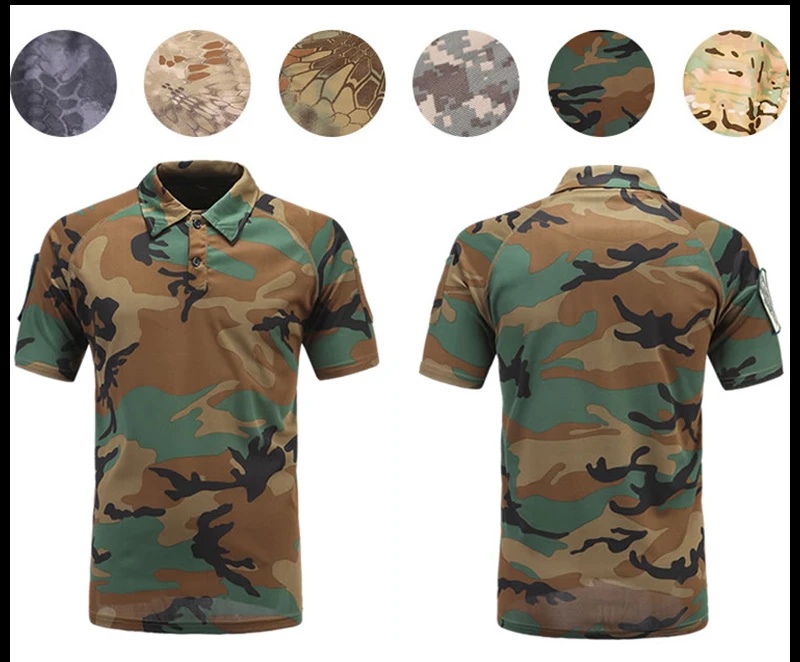 S. ARCHON Военная камуфляжная с коротким рукавом мужская рубашка-поло летняя тактическая быстросохнущая рубашка поло Повседневная армейская дышащая рубашка поло