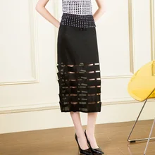 Miyake моды раза чистый цвет выдалбливают Юбка Дизайн натуральный юбка