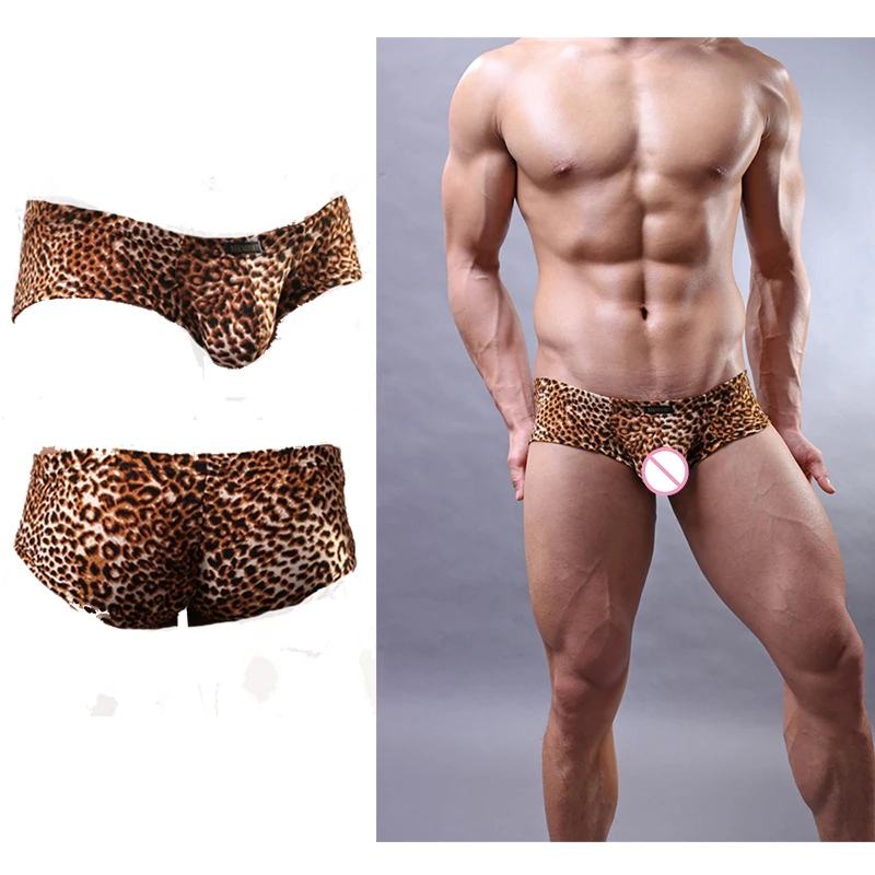 

Sexy Men Low-rise Bulge Pocuh Underwear Comfortable Mens Boxer Shorts Leopard Underpants Gay Male Panties Sleep Bottom