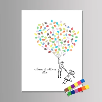 

Personalize Fingerprint Guest Book Love Couple Happy Adventure Balloon Flying Wedding Gift Thumbprint Guest Book Keepsake 2 Ink