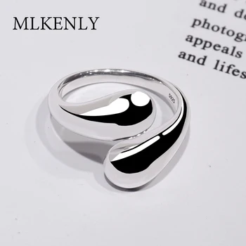 

MLKENLY Woman Jewelry Genuine 100% 925 Sterling Silver Smooth Figure Rings Adjustable Factory Price Opening Ring Party Causual