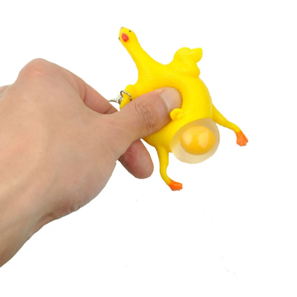 

2019 NEW Laying Eggs Chicken Keychain Funny Squeeze Toys Chicken Keychain key ring