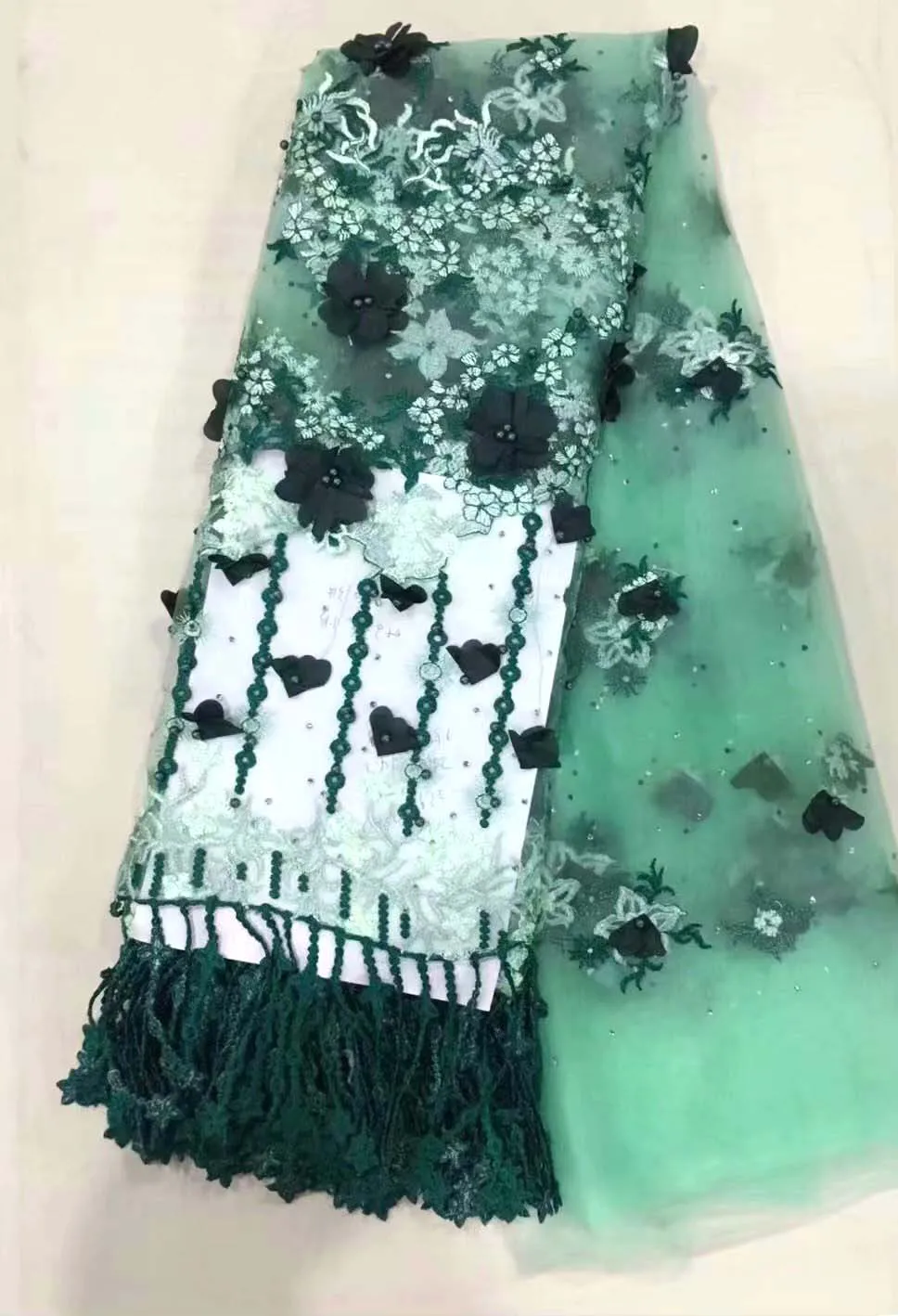 

Latest Nigerian Lace Fabrics 2019 Polyester Women Mesh Net Embroidered African French Lace Fabric High Quality With Beads