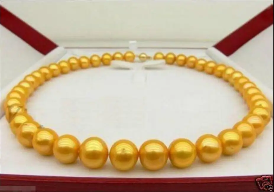 

FREE SHIPPING HOT sell new Style >>>>9-10MM SOUTH SEA GOLDEN PEARL NECKLACE 18