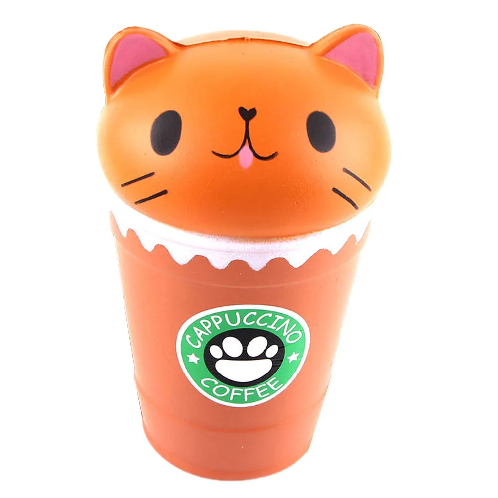 Новые мягкие мультфильм вырезать Кофе Кубок кошка ароматизированный мягкий медленно нарастающее при сжатии игрушка Коллекция вылечить