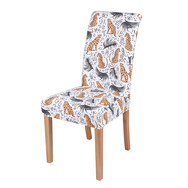 

Modern Removable Spandex Chair Cover Stretch Geometric Tropical Printing Dining Office Elastic Seat Covers Protector Slipcovers