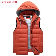 Новое поступление, мужской зимний супер большой жилет, куртка с хлопковой подкладкой, повседневный Свободный Мужской жилет на молнии размера плюс 4XL 5XL 6XL 7XL 8XL