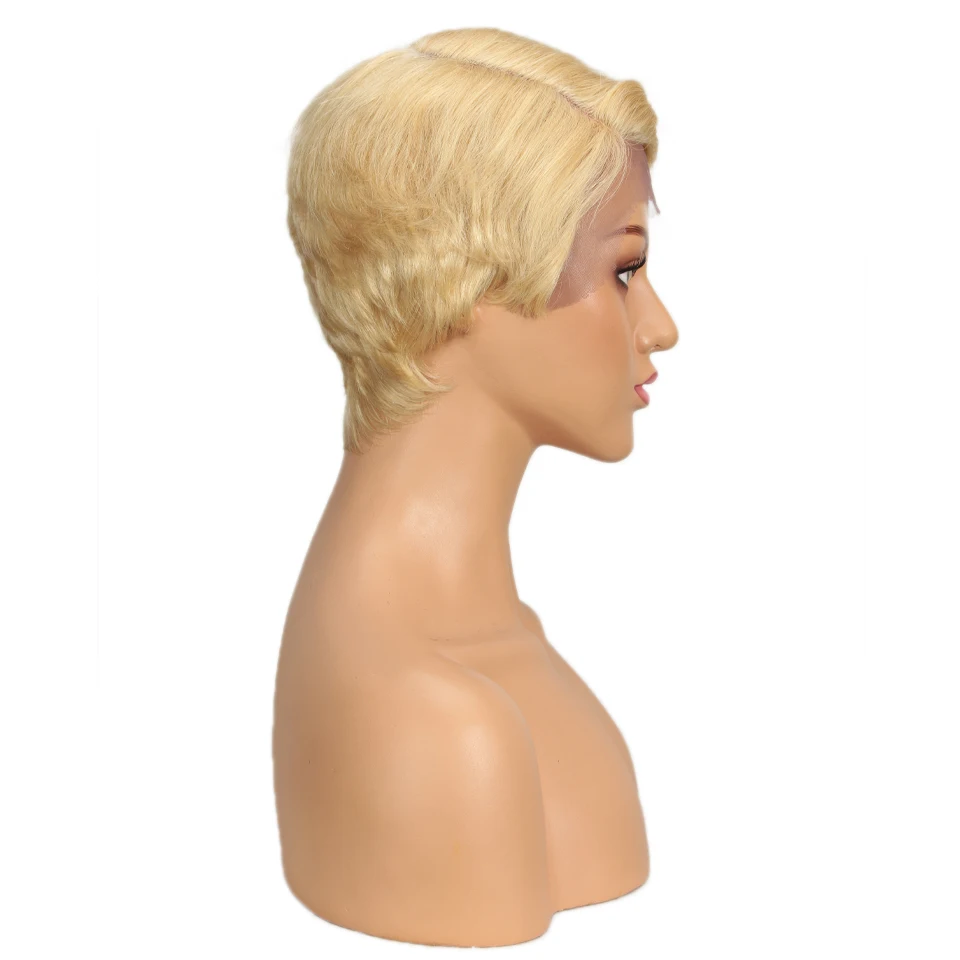 Гладкие Бразильские короткие человеческие волосы парики 613 блонд кружева спереди парик прямое, Омбре человеческих волос парик Remy кружева