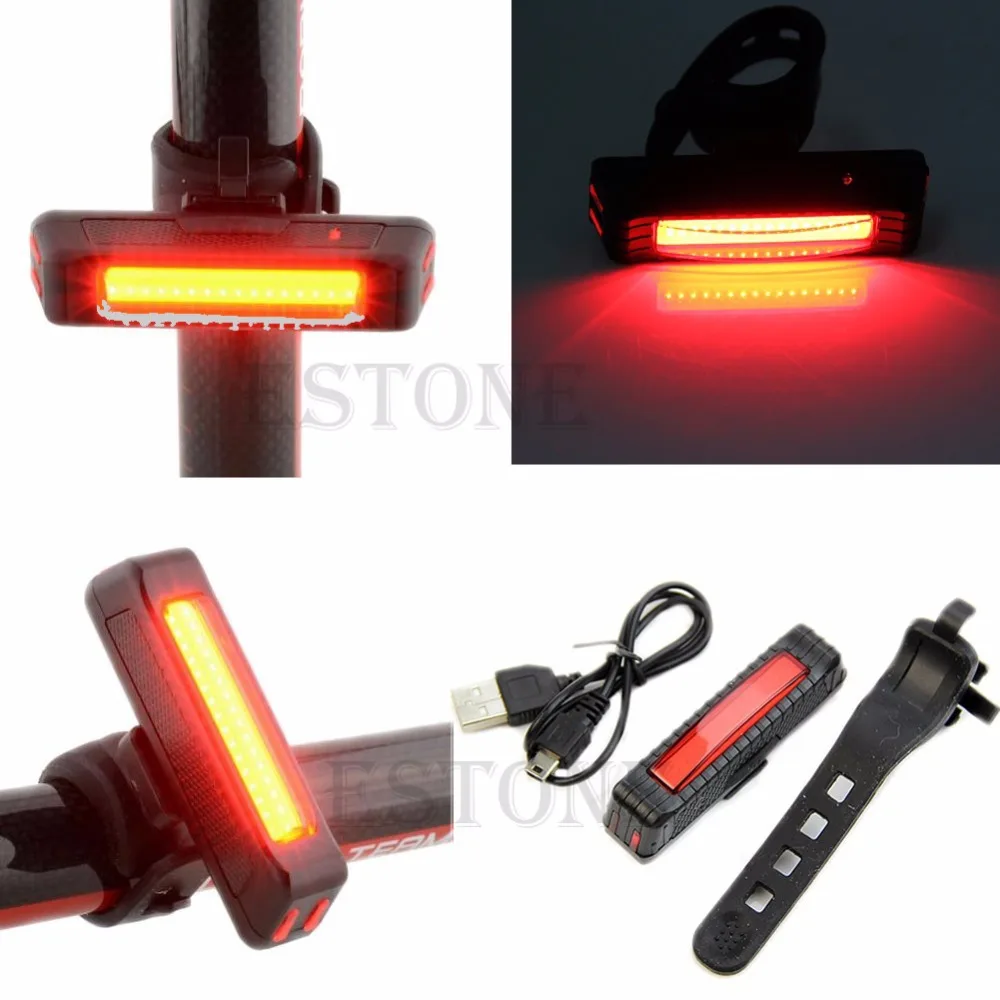 

For LED Bicycle Bike Cycling Front Rear Tail Light USB Rechargeable 6 Modes Red